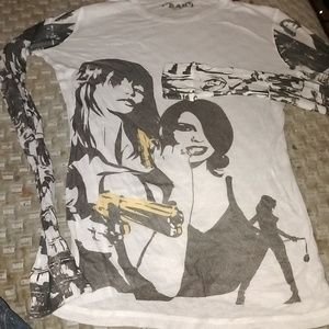 NWOT MD B.A.B. MADE IN USA Pop Art Dangerous Ladies Form Fit Top